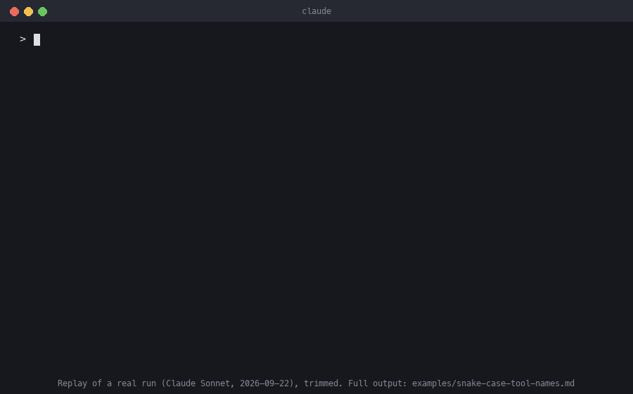 Terminal replay of the /build-or-not run checking six MCP server repos for non-snake_case tool names
